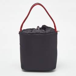 Pre Owned Prada Black/Red Nylon and Leather Puffer Cargo Pocket Shoulder Bag