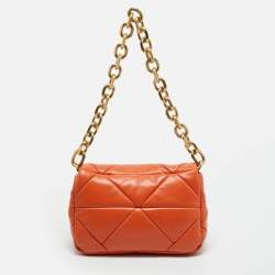 Pre Owned Prada Orange Nappa Leather Patchwork System Shoulder Bag