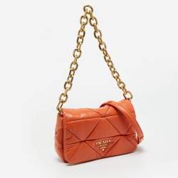 Pre Owned Prada Orange Nappa Leather Patchwork System Shoulder Bag