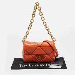 Pre Owned Prada Orange Nappa Leather Patchwork System Shoulder Bag
