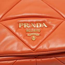 Pre Owned Prada Orange Nappa Leather Patchwork System Shoulder Bag