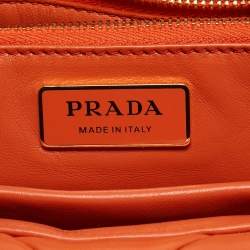 Pre Owned Prada Orange Nappa Leather Patchwork System Shoulder Bag