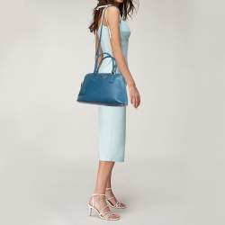 Pre Owned Prada Blue Saffiano Leather Medium Promenade Satchel