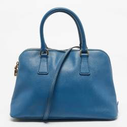 Pre Owned Prada Blue Saffiano Leather Medium Promenade Satchel