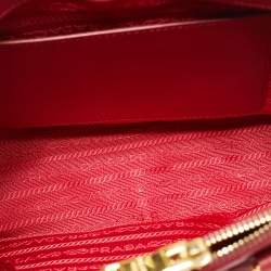 Pre Owned Prada Red Saffiano Lux Leather Small Galleria Double Zip Tote