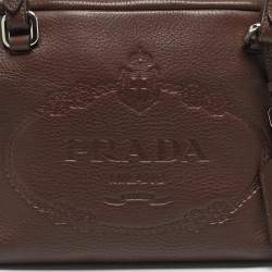 مملوكة مسبقًا Prada Cacao Vitello Daino Leather Bauletto Bag