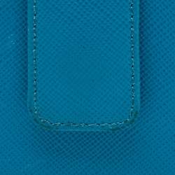 Pre Owned Prada Aqua Blue Saffiano Leather Card Holder 