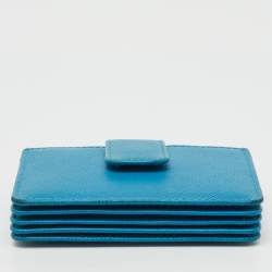 Pre Owned Prada Aqua Blue Saffiano Leather Card Holder 
