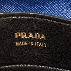 Pre Owned Prada Navy Blue Saffiano Cuir Leather Double Handle Tote