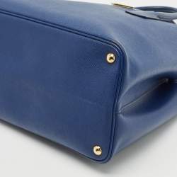 Pre Owned Prada Navy Blue Saffiano Cuir Leather Double Handle Tote