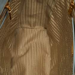 Pre Owned Prada Light Blue/White Saffiano Lux Leather Large Shopper Tote