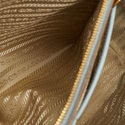 Pre Owned Prada Light Blue/White Saffiano Lux Leather Large Shopper Tote