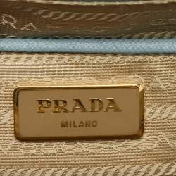 Pre Owned Prada Light Blue/White Saffiano Lux Leather Large Shopper Tote