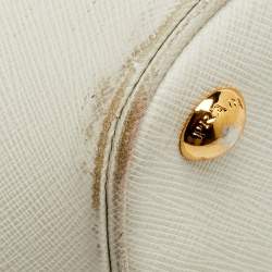 Pre Owned Prada Light Blue/White Saffiano Lux Leather Large Shopper Tote