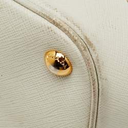 Pre Owned Prada Light Blue/White Saffiano Lux Leather Large Shopper Tote