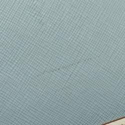 Pre Owned Prada Light Blue/White Saffiano Lux Leather Large Shopper Tote