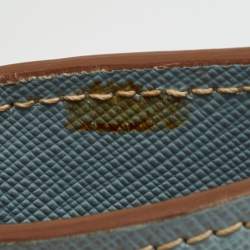 Pre Owned Prada Light Blue/White Saffiano Lux Leather Large Shopper Tote