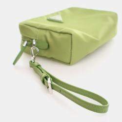 Pre Owned Prada Re-Nylon Small Green Nylon Pouch Bag