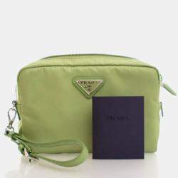 Pre Owned Prada Re-Nylon Small Green Nylon Pouch Bag