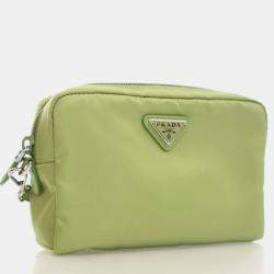 Pre Owned Prada Re-Nylon Small Green Nylon Pouch Bag