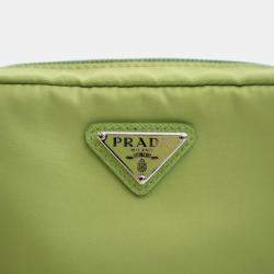 Pre Owned Prada Re-Nylon Small Green Nylon Pouch Bag