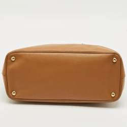 Pre Owned Prada Caramel Brown Saffiano Lux Leather Large Galleria Double Zip Tote