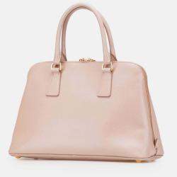 Pre Owned Prada Pink Medium Saffiano Lux Promenade Satchel