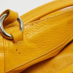 Pre Owned Prada Yellow/Natural Raffia and Leather Front Pocket Satchel