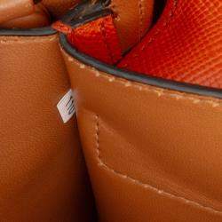 Pre Owned Prada Orange Medium Saffiano Cuir Double Satchel