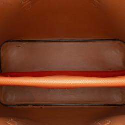 Pre Owned Prada Orange Medium Saffiano Cuir Double Satchel