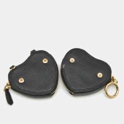 Pre Owned Prada Black Saffiano Leather Heart Double Pouch
