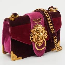 Pre Owned Prada Multicolor Velvet Lions Head Cahier Flap Shoulder Bag