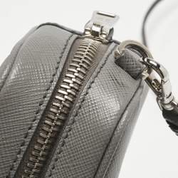 Pre Owned Prada Grey Saffiano Leather Mini Camera Crossbody Bag