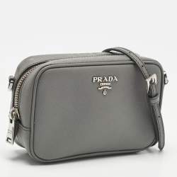 Pre Owned Prada Grey Saffiano Leather Mini Camera Crossbody Bag