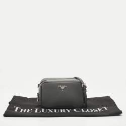 Pre Owned Prada Grey Saffiano Leather Mini Camera Crossbody Bag