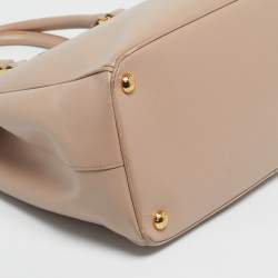 Pre Owned Prada Nude Saffino Leather Medium Double Zip Tote