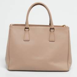 Pre Owned Prada Nude Saffino Leather Medium Double Zip Tote