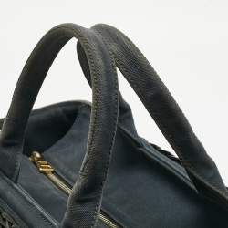 Pre Owned Prada Black Wicker and Canvas Large Midollino Tote