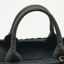 Pre Owned Prada Black Wicker and Canvas Large Midollino Tote