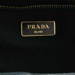 Pre Owned Prada Black Wicker and Canvas Large Midollino Tote