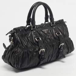 Pre Owned حقيبة يد برادا غوفري جلد أسود