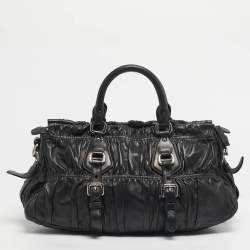 Pre Owned حقيبة يد برادا غوفري جلد أسود