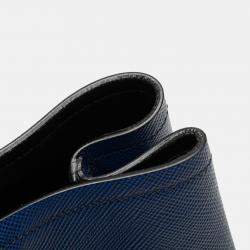 Pre Owned Prada Blue Medium Saffiano Cuir Double Satchel