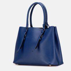 Pre Owned Prada Blue Medium Saffiano Cuir Double Satchel