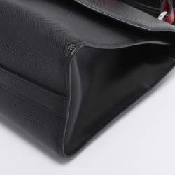 Pre Owned Prada Black Saffiano Cuir Leather Monochrome Shoulder Bag