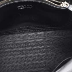 Pre Owned Prada Black Saffiano Cuir Leather Monochrome Shoulder Bag