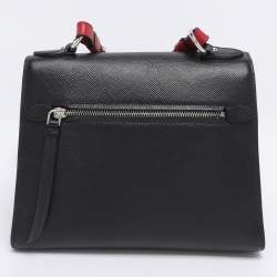 Pre Owned Prada Black Saffiano Cuir Leather Monochrome Shoulder Bag