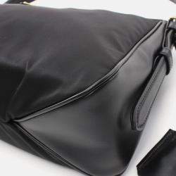 Pre Owned Prada Tessuto Vitello Black Nylon Leather Shoulder Bag