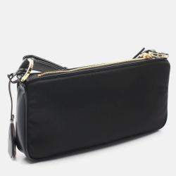 Pre Owned Prada Tessuto Black Nylon Leather Shoulder Bag