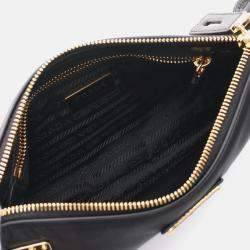 Pre Owned Prada Tessuto Black Nylon Leather Shoulder Bag